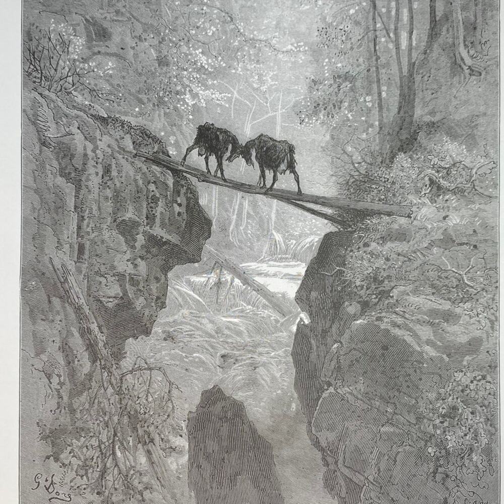Dore, Fables, Two Goats, Ulysses' Companions, Print, Bookplate, ~ 240706-WH 290